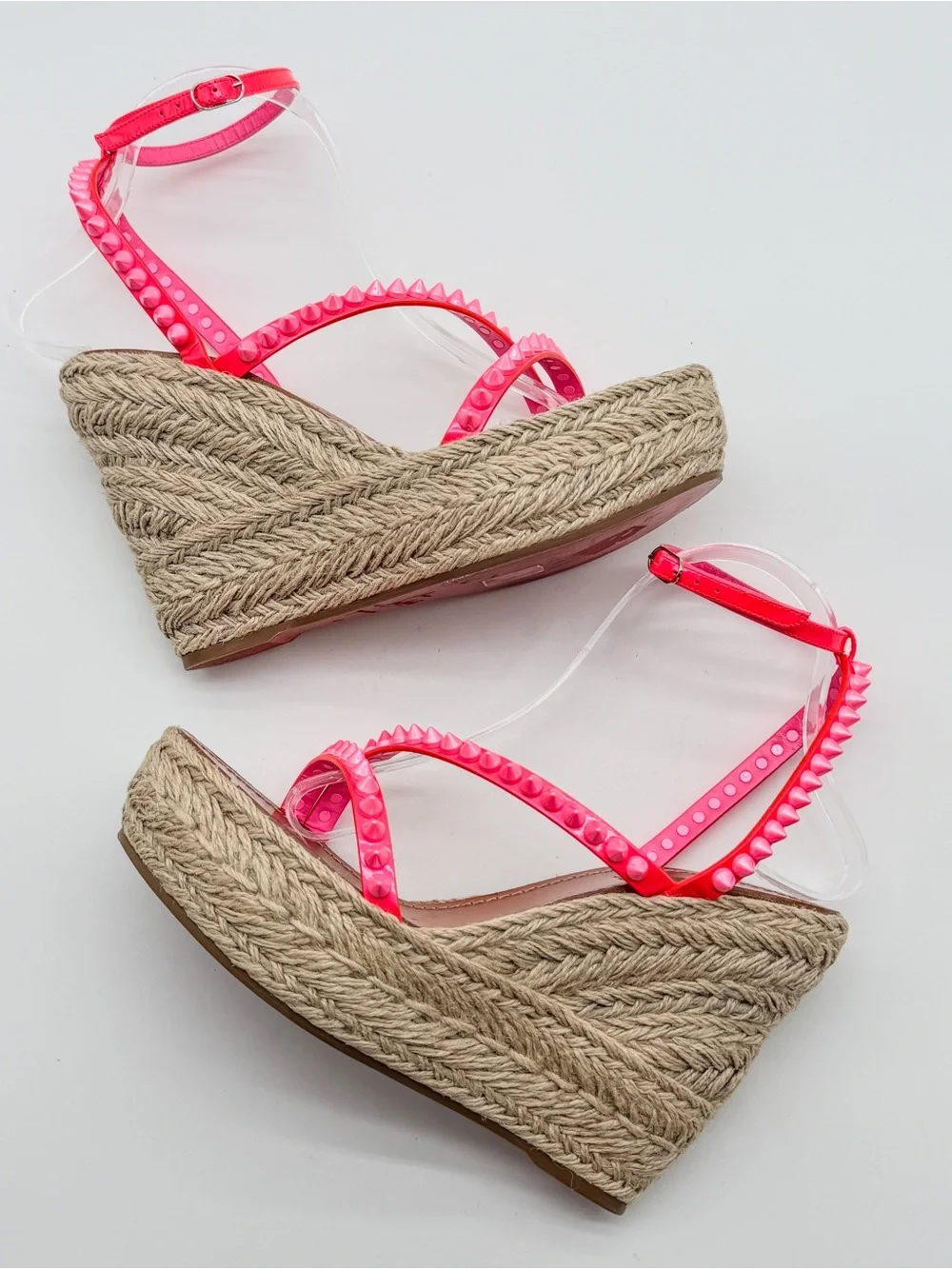 Christian Louboutin Mafaldina Zeppa Pink Leather Espadrille Wedge EU 40 US 10